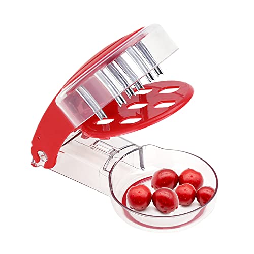 Foto von zwetschgenentsteiner, 6 Olivenentkerner mit lebensmittelechtem Silikonbecher, handgehaltenes Kirschrot Datteln Entsteinungsgerät für die Herstellung der Kirschkuchen Pasty, Obstschäler