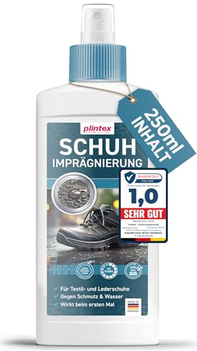 PLINTEX® Schuh Imprägnierspray 250ml - effektiv gegen Regen & Nässe - Schuh Textilien Imprägnierung 100% biologisch abbaubar - Schuhimprägnierung