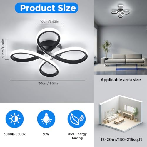 Image of ELEPHANTBOAT Ceiling Lights for Living Room 36W Flower Shape LED Semi Flush Mount Modern Chandelier Lights for Ceiling, Cool White Lighting for Living Room Bedroom Kitchen