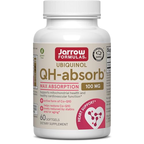 Jarrow Formulas QH-Absorb Ubiquinol 100mg - 60 Softgels - High Absorption & Active Antioxidant Form of Co-Q10 - Supports Mitochondrial Energy Production & Healthy Cardiovascular Function