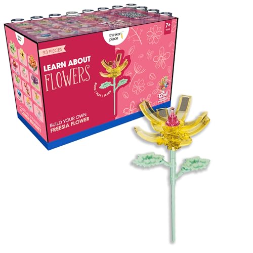 Image of STEM Freesia Flower Building Blocks Set (93 Pcs, 12-in-1) | DIY Flower Pen Stand Kit for Kids 6+ Years (Boys & Girls) | Creative Craft & Learning Toy | Ideal Gift for Kids