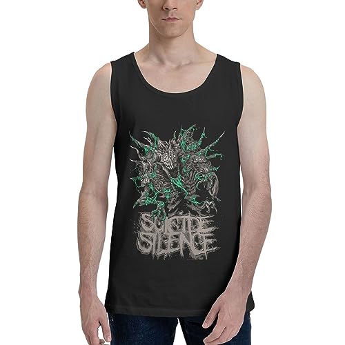 SKYJUNOJN Suicide Deathcore Silence Man Muscle Vest T Shirts Basic Cycling Sleeveless T-Shirts Black X-Large
