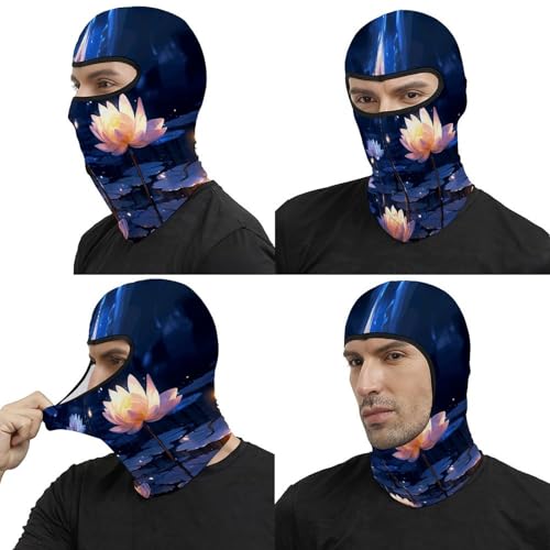 Pasamontaña para hombre y mujer con estampado de flores nocturnas, máscara completa para motocicleta, gorro calentador de cuello miniatura 5