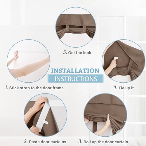 RYB HOME Sightlight Door Window Curtains, Privacy Half Window Curtains Thermal Insulate Covering for Patio/Glass/Front Door, 12 inch x 40 inches, Mocha, 1 Panel