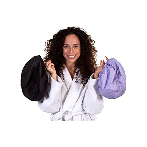 2 Premium Shower Caps for Women - 500+ Showers, 100% Waterproof, Double-Sided, For Long Hair & Great For Curls (Anti-Frizz) Cover