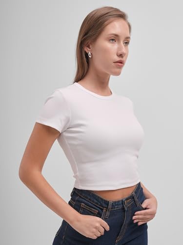 Image of Tokyo Talkies Women Pure Cotton Tops for Woman|Regular Fit Slim fit Crop Tops for Women Western|Top Tshirt for Women Stylish Western|Suitable for Casual and Workwear