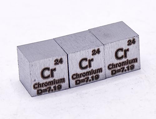 Image of 0.39 inch 10mm Chromium Metal Cube Cr up to 99.9% Pure Periodic Table Element Engraved Density Collection Science Education Display Block Cube + Acrylic Case Box - 1PC