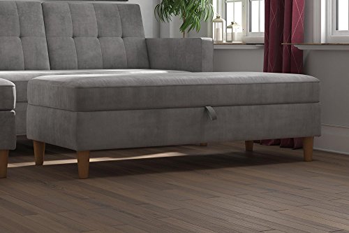 DHP Hartford Storage Ottoman with Wooden Legs and...