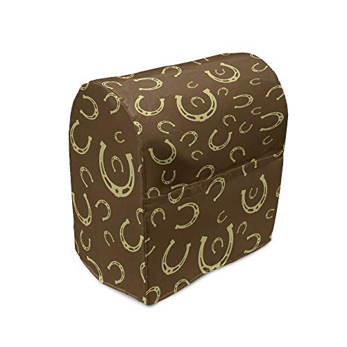 Ambesonne Western Stand Mixer Cover, Horse Shoe Motif Vintage Pattern with Star Barn Lucky Symbol Illustration, Kitchen Appliance Organizer Bag Cover with a Pocket, 6-8 Quarts, Yellow Brown