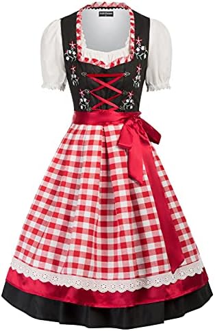 SCARLET DARKNESS Oktoberfest Dirndl-jurk voor dames, 3-delig, Beierse