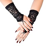 ALVOGIMOR Lace Gloves for Women, Wrist Length Fingerless Gloves for Opera, Events,Costume Parties Cosplay 20s Accessories (Black)