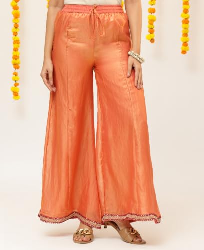 Image of Vbuyz Women Floral Embroidery Stylish A-Line Fandy Silk Kurta With Palazzo