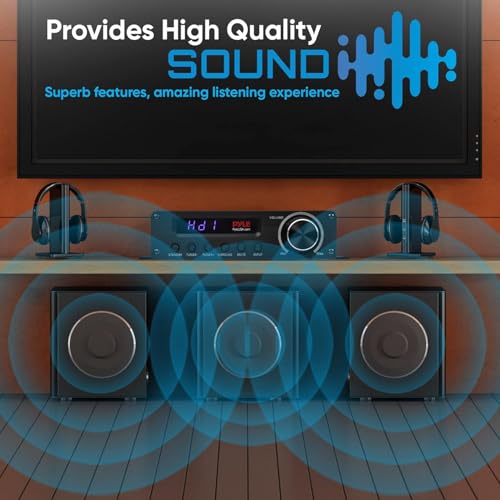 Pyle Bluetooth Stereo Amplifier - 5.1 Channel Wireless Hi-Fi Home Audio Receiver with HDMI, AUX, FM Antenna, Subwoofer & Speaker Inputs, Surround Sound System for Home Theatre - Image 6