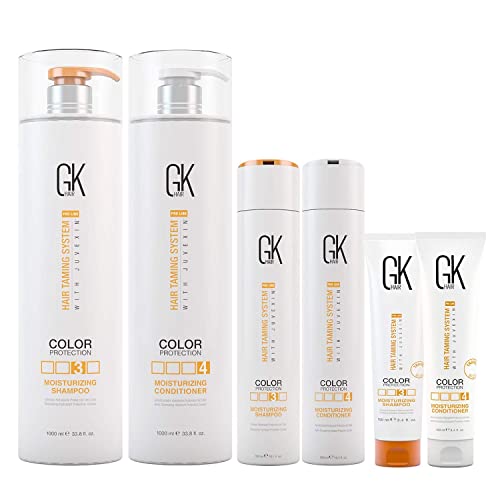 Image of GK Hair Global Keratin Moisturizing Shampoo and Conditioner Set 100ml, 300ml, 1000ml -for Color Treated Dry Damage Curly Frizzy Thinning Hair