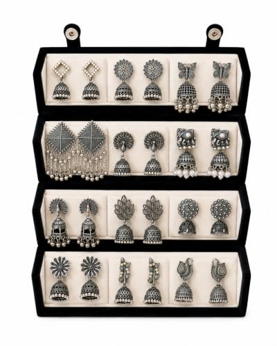 IVORRA Store IVORRA 12 Pair Oxidised Silver Plated Earrings Combo Set - Image 2