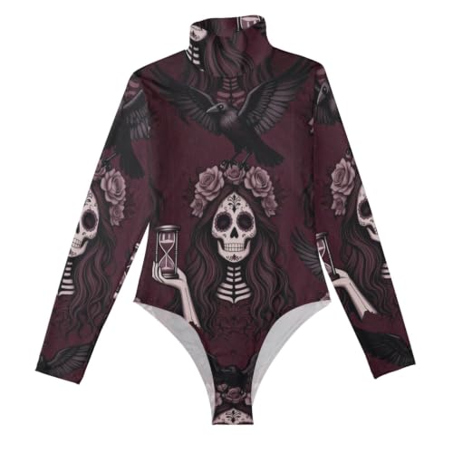 Body de manga larga para mujer GuoChe ideal para looks góticos oscuros