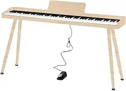 VEDO Piano Digital 61 Teclas com Teclado Sensível ao Toque, Bluetooth Duplo, Função de Gravação, Acordes, Pedal de Sustain, 128 Tons, 128 Ritmos, 110 Músicas de Demonstração, Design Compacto Madeira