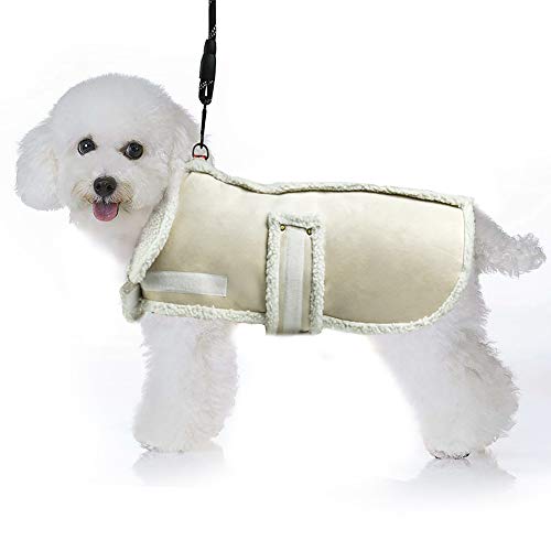 Dog Winter Jacket, Warm Windproof Dog Sweaters for Small Dogs, Thick Apparelf Fleece Coat for Medium Large Dogs (X-Small) Beige X-Small(6.6lb-13.2lb)