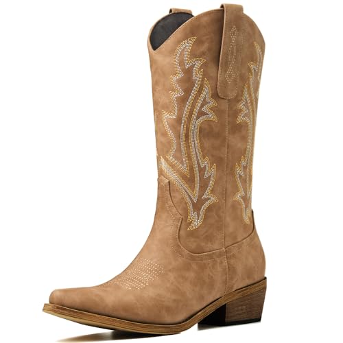 RURUNA Cowboy Boots for Women