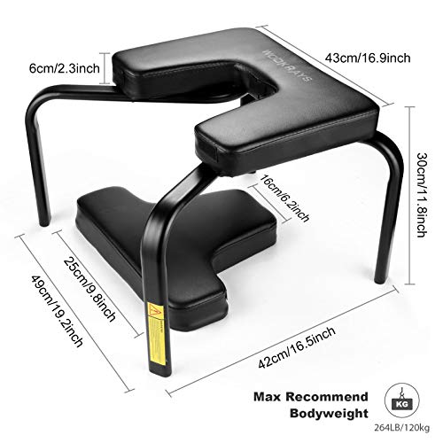CROFULL Yoga Chair Headstand Bench Trainer Inversion Stool for Workout, Fitness and Gym, Handstands, Support Poses, Back Pain Relief and Stretching (Black)