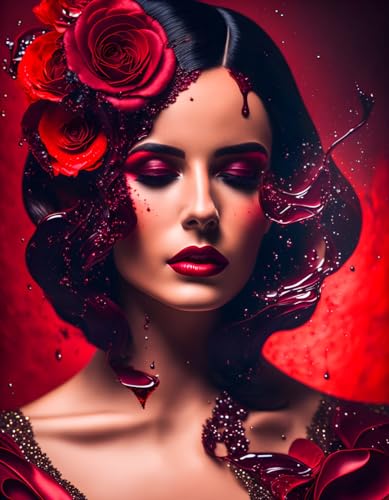 Poster portrait femme vin rouge sur toile 50x70cm pour remplacer un mur vide et triste