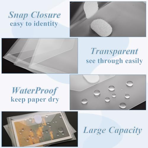 CYEAH Pacote com 60 envelopes de plástico, envelopes de plástico transparente tamanho A8, envelopes