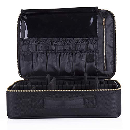 Rownyeon Makeup Bag Cosmetic Makeup Train Case Artist Makeup Organizer Professional Portable Storage Bag For Women Girl Waterproof Eva Adjustable Dividers Large Black #TOP7