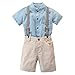 Produktbild Zegeey Kleinkind Kinder Baby Jungen Kurzarm T-Shirt Tops Hemd Pullover Outfit Kleidung Kurz Hosen Gentleman Party Anzug Bekleidungssets Geburtstag Geschenk Hochzeit(Blau,100-110)