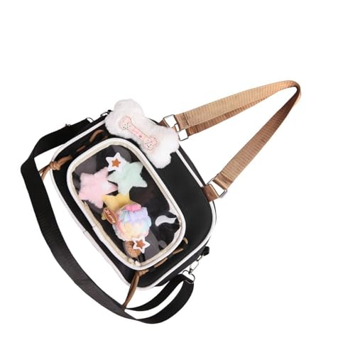 GKYQVE Cómodo bolso de mano de nailon ligero con correa de hombro con diseño transparente para estudiantes universitarios, bolsa ligera de nailon, Black, One Size GKYQVE Cómodo bolso de mano de nailon ligero con correa de hombro con diseño transparente para estudiantes universitarios, bolsa ligera de nailon, Black, One Size