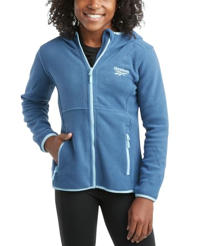 Reebok Girls' Fleece Jacket - Lightweight Polar Fleece Hoodie Sweatshirt Zip Up Jacket for Girls (Sizes: 4-16)