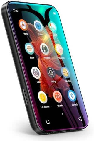 TIMMKOO 72GB MP3 Player with Bluetooth, 4.0" Full Touchscreen Mp4 Mp3 Player with Speaker, Portable HiFi Sound Mp3 Player with Bluetooth, Voice Recorder, E-Book, Supports up to 512GB TF Card (Black)