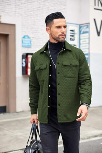 COOFANDY Men's Casual Shirt Jacket Lightweight Shacket Jacket Quilted Button Down Jackets2