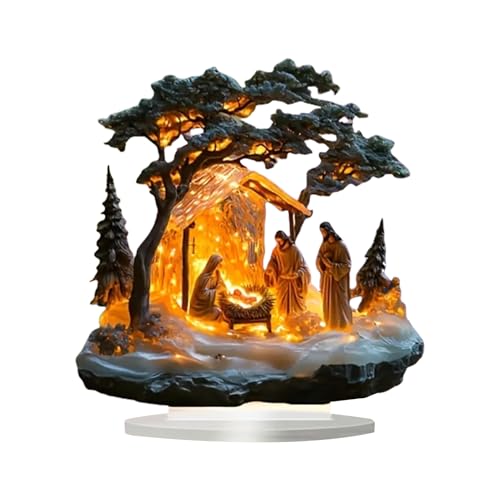 Rechory Figura de belén – Decoración acrílica para decoración de Navidad, figuras clásicas exquisitas, decoración del hogar, escena de mesa de Navidad
