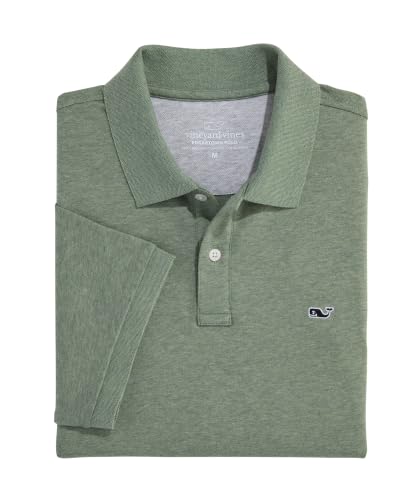 vineyard vines Men's Edgartown Pique Polo, Olive Dusk, M