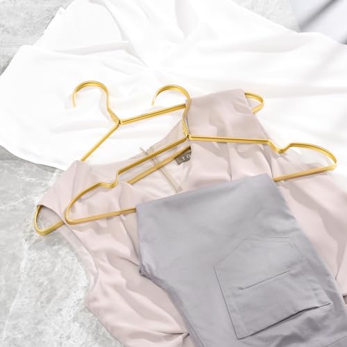 Amber Home 20 Pack Premium Matte Gold Aluminum Coat Hangers, 16.5 Inch Extra Smooth & Durable Metal Shirt Dress Hanger thumb #3