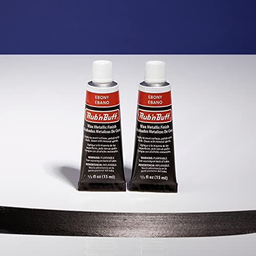 Amaco Rub N Buff Wax Metallic Finish - 2 Rub N Buff Ebony 15Ml Tubes - Versatile Gilding Wax For Finishing Furniture Antiquing And Restoration - Rub And Buff Colors Set Of Two #TOP1