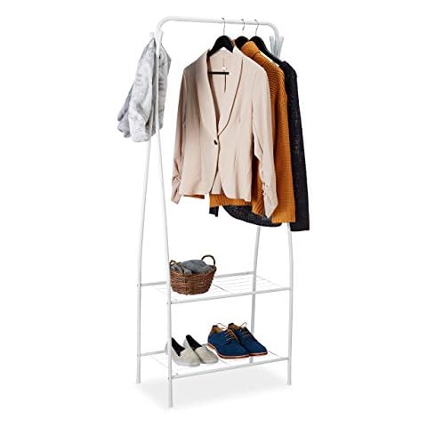 Relaxdays Metal Coat Rack with Shelves Cover