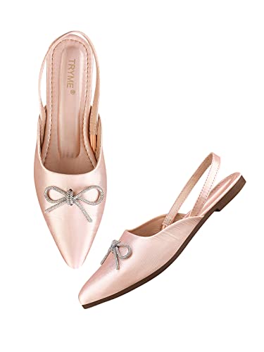 Image of TRYME Trending Stylish Pointed Toe Mules Comfortable Flat Fancy Casual Bellies Mules Sandal for Womens and Girls