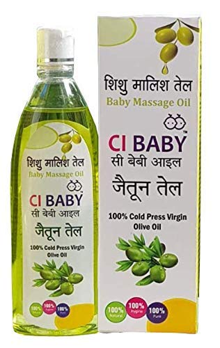 Olive Massage Oil 200ml For strong bones & muscles Goodness Of Natural Olive Oil Enriched With Vitamin E & 100% Virgin Coconut Oil Dermatologically Tested Clinically Proven for Newborn Growth & Care