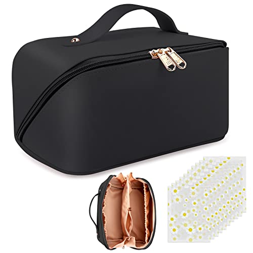 Yokilly Trousse De Toilette Femme: Grande Trousse Maquillage - PU Trousse De Toilette Femme Voyage - Étanche Portable Trousse De Maquillage - Sac Cosmétique de Rangement Voyage (Noir-3)