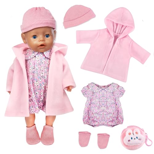 Poppenkleding hoeden accessoires voor 30-45 cm babypoppen, 30-45 cm nieuwe babypopoutfits jumpsuit jas pluche tas sokken, babypop kleding outfit accessoires voor meisjes/jongens verjaardagscadeaus