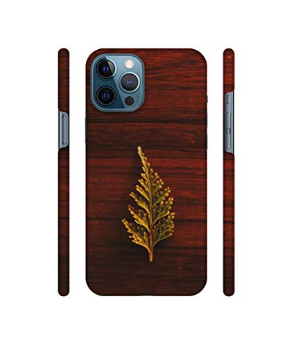 Image of Amazon Brand - Solimo Designer Leaf on Wood 3D Printed Hard Back Case Mobile Cover for Apple iPhone 12 Pro Max, Multi-Coloured