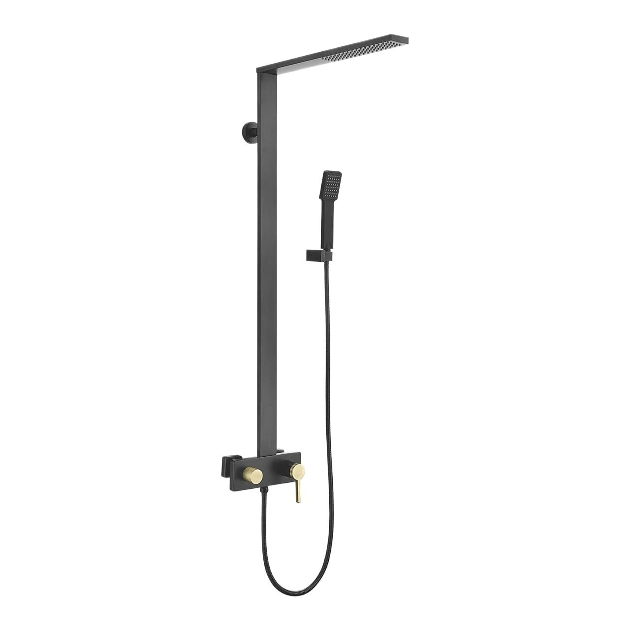 Sistema doccia 3 in 1 nero – Soffione doccia a pioggia, spruzzatore portatile e beccuccio per vasca – moderno aggiornamento del bagno per il massimo comfort e stile