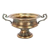 Deconation Vase Médicis à La Française en Métal Vieilli H. 21cm   40,9 X 29,7 X H 21,6 Cm