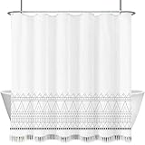 Hbbgdiy Cortina de Ducha Bohemia geométrica Blanca y Negra de 71x71 Pulgadas con Borla, Cortina de Ducha de Tela de poliéster Impermeable nórdica Elegante con Ganchos para baño Moderno