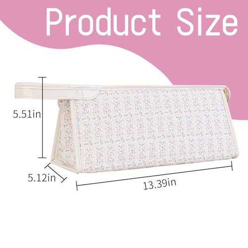 YATFRIK Large Quilted Travel Case, Floral Carrying Storage Bag Hair Dryer and Attachments, Portable Hair Tool Bag with Handle — view 2