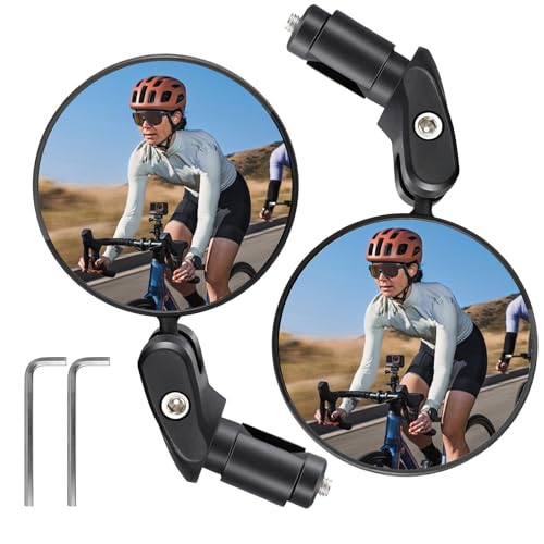 Fahrrad-Rückspiegel 360 Grad drehbar, universelle Lenkerhalterung (17,4-22 mm), geeignet für Citybikes, Mountainbikes, Elektrofahrräder (2 Stück)
