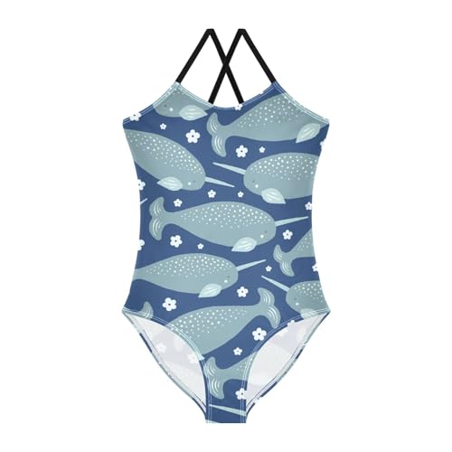 susiyo Girls One Piece Swimsuits Sweet Narwhal Bathing Suit Quick Dry Beach Swimwear for Toddler Girl 3-10T