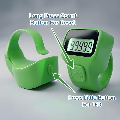 Image of Digital Finger Ring Counter, LCD Display, LED Back Light in Display, up to 99999 (Pack of 1- Any Random Colour Will Be Sent As Per Availability) (Parrot Green)