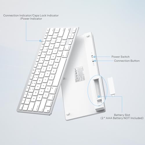 OMOTON Wireless Keyboard for Mac, Bluetooth Keyboard for Mac - No Number Pad, Compact Travel Design for Coffee Shop, Home Office, macOS Function Keys, Compatible with MacBook Pro/Air/iMac, Silverwhite - Image 7